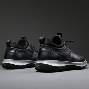 Cross-border herenschoenen, casual leren schoenen met zachte zool en enkelkleurige veters, PU bovenwerk, ademend, dikke zool. - Product Image 6