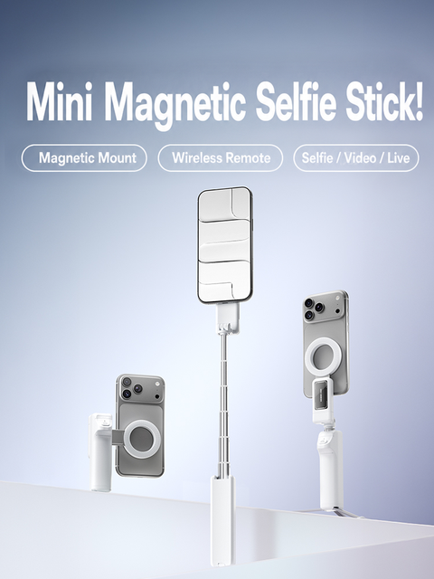 DUCSUAL Foldable Magnetic Selfie Stick Tripod with for Remote Detachable Design Aluminium Alloy & ABS Folded Compact