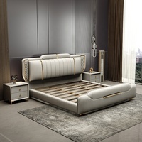 Ensembles de meubles de chambre modernes pour la maison, lit Queen Size confortable, cadre en bois King Size, direct usine, design sans lavage, rangement rotatif