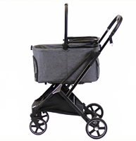 Poussette pour chien et chat pliable, imperméable, respirante, confortable, épaissie et renforcée, 4 roues, pliage à une main, très vendue