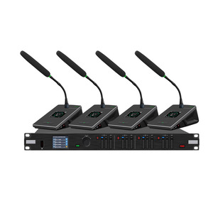 Sistema de micrófono inalámbrico profesional True Diversity de 490 1 receptor con 4 micrófonos UHF profesionales para presentaciones en escenario. - Product Image 5