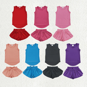 Conjunto Deportivo de Dos Piezas para Niños Pequeños, Ropa Deportiva sin Mangas, Color Sólido, Estilo Yoga - Product Image 1