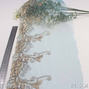 ลูกไม้ปักลายดอกไม้สำหรับคาดศีรษะตาข่ายสีดำ18ซม. - Product Image 3