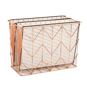 Bán Buôn Rose Gold Bàn Organizer Văn Phòng Dây Kim Loại Giỏ Tập Tin Chủ