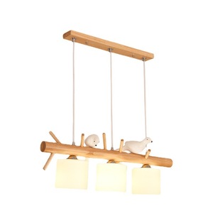 Nordic Solid Wood Three Headed Chandelier Led Lighting For Dining Room Modern Minimalist Japanese Style Pendant <b>Light</b> - Product Image 3