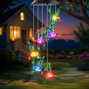 Luces Solares Impermeables Modernas con Forma de Campanas de Viento, Decoración Navideña para Colgar en el Árbol de Navidad con Diseño de Muñeco de Nieve y Reno, Luces Decorativas para Exteriores - Product Image 1