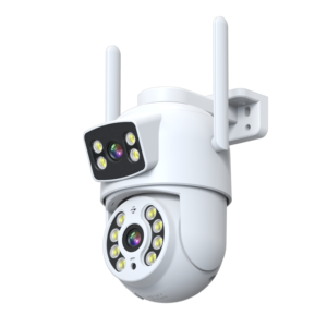 Ống kính kép PTZ <span class=keywords><strong>camera</strong></span> an ninh ngoài trời 360 ° theo dõi hình người 2K lưu trữ đám mây & IP66 thời tiết với âm thanh hai chiều - Product Image 1