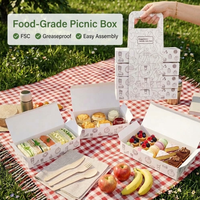 Boîte de pique-nique 4 niveaux de qualité alimentaire avec poignée, résistante à la graisse, OEM ODM, plateau à étages pour pique-niques, traiteur et événements festifs