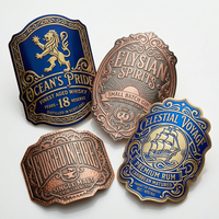 Stiker Logo Aluminium Emas Premium Berukir untuk Pakaian, Tas, Botol Parfum, Pelat Logam, Label