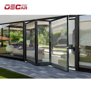Portes patio en verre 96X80 Multi Panel Bi Fold High Track Home Office Garden Patio Foldable Accordéon Bifold Doors Folding Door - Product Image 1