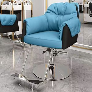 Fauteuil de coiffure haut de gamme en acier inoxydable avec fonction de levage et de rotation, conçu pour les salons, doté d'une base épaissie. - Product Image 4