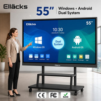 55-дюймовая интерактивная панель 4K LED: умная доска с сенсорным управлением (стилус, пальцы), Android/Windows, для школ и конференц-залов