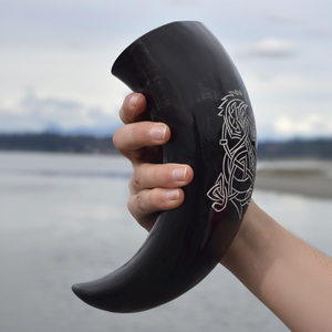 แตรสำหรับดื่มไวกิ้งทำจากธรรมชาติเป็นมิตรต่อสิ่งแวดล้อมดีไซน์รูปสัตว์รูปควาย - Product Image 1