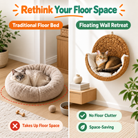 Nid de couchage pour chat en jacinthe d'eau naturelle tressée, suspendu, avec coussin lavable, pour toutes les saisons, confortable, moderne et tendance