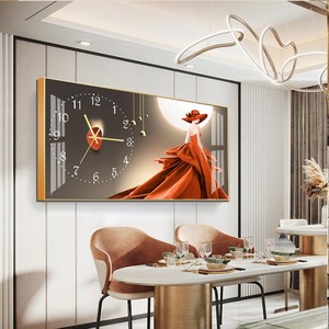 Moderno lujo diamante reloj pared arte abstracto lienzo cristal porcelana marcos luz paisaje Animal imagen lámpara pinturas - Product Image 6