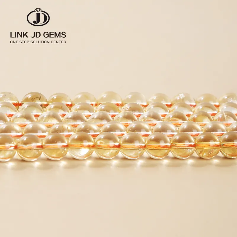 AA Semi-Precious 6/8/10/12mm Loose Stone Beads 100% Natural Citrine Round Stone Crystal Beads For Jewelry Making