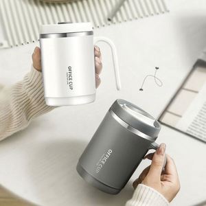 Tasse à thé en acier inoxydable à double paroi isolée de 450 ml, minimaliste, avec couvercle, pour étudiants, tasse à café - Product Image 5