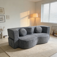 Canapé sectionnel rembourré en velours côtelé marron - Design moderne, adapté aux espaces étroits et aux portes de villa compactes, idéal pour les villas modulaires et les écoles