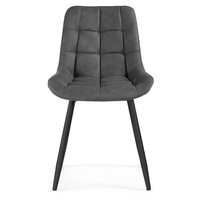 Chaises de salle à manger en velours coloré à dossier bas gris foncé, vente directe d'usine, pieds en métal, chaise de restaurant, chaise de salle à manger moderne