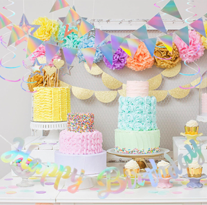 Guirlandes de bannières d'<span class=keywords><strong>anniversaire</strong></span> à thème dégradé, étoiles, cercles, points, tourbillons, décorations pour fête d'<span class=keywords><strong>anniversaire</strong></span> d'enfants, fête prénatale - Product Image 2