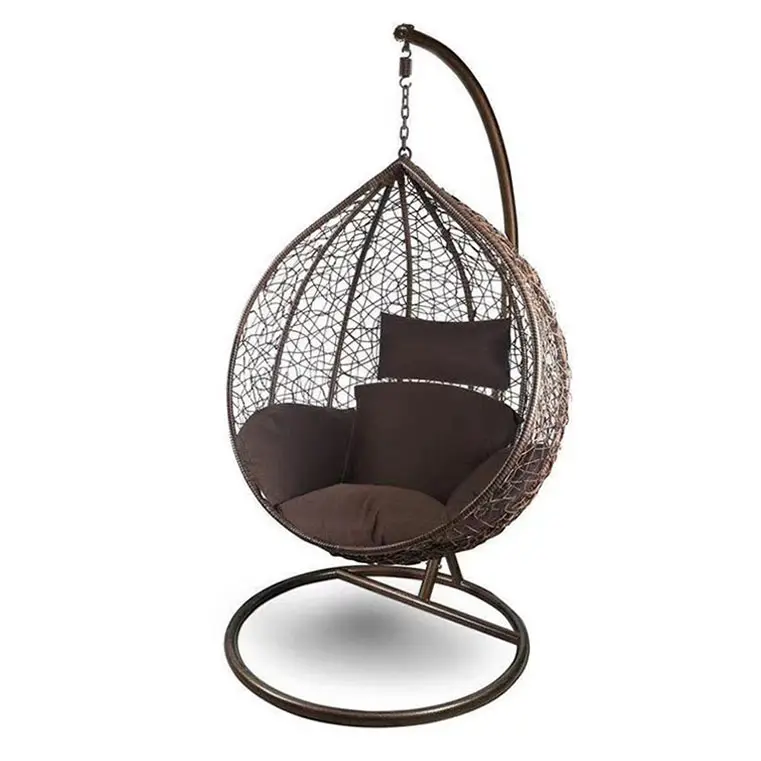 Ronda de algodón cuerda columpio Silla de lujo sillón de mimbre al aire libre Muebles de bebé con ruedas huevo bolsillos