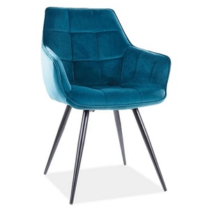 Cómoda Silla de comedor con respaldo de sustancia acolchada y tapicería <span class=keywords><strong>turquesa</strong></span> con patas de metal - Product Image 1