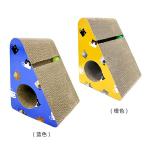 Triangular <b>Cat</b> <b>Scratching</b> Board 340x270x250mm With Ball Blue Durable <b>Cat</b> Toy - Product Image 2