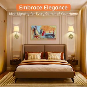 ชุดโคมไฟติดผนังแบบถอดแบตเตอรี่ได้ 2 ชิ้น สีทอง ปรับความสว่างได้ ชาร์จไฟได้ ไร้สาย พร้อมรีโมท สำหรับห้องนอน ห้องนั่งเล่น - Product Image 6