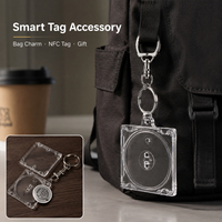 CNAWO Mini pour porte-clés CD, pendentif album vierge, cadeau créatif portable DIY, décoration de sac à dos en plastique transparent, dessin animé anime