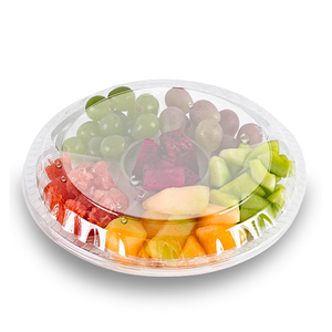 5 compartment disposable plastic fresh food container round with clear lid customized Sushi packing tray