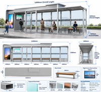 Parada de Autobús de Aluminio con Pantalla Digital, Caja de Luz Publicitaria y Banco de Espera, Estación de Espera Personalizada para Autobuses Urbanos