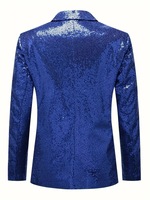 Nouveautés : Blazer Homme à Paillettes Brillantes avec Logo Personnalisé, Col en V, Un Bouton, pour Spectacles Scéniques