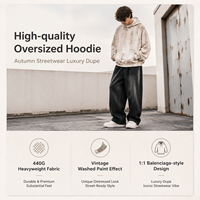 Sweat à capuche ample en coton épais avec poche – Sweat à capuche lourd de marque tendance et de créateur