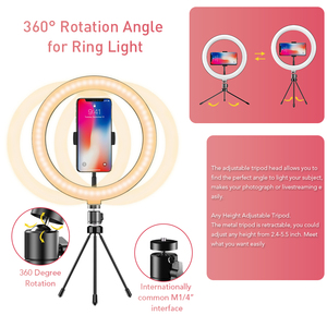 APEXEL 3000K-6500K <strong>Make</strong> <strong>up</strong> LED Ring <strong>Light</strong> Dimmable 10 Inch Selfie Ring <strong>Light</strong> with Tripod Stand - Product Image 5