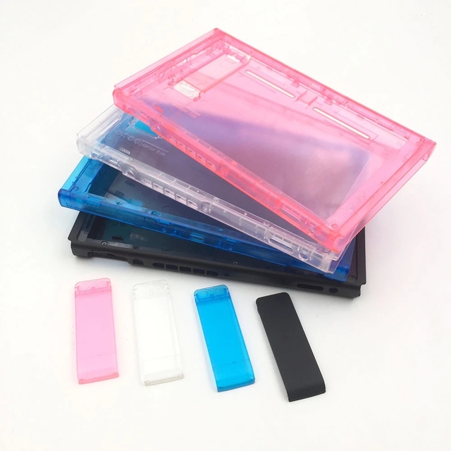Replacement Clear Full Housing Shell Case Part With Full Buttons for NS Switch Console Upper Bottom Back Faceplate