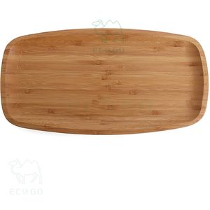 Plateau de service alimentaire en bambou durable, assiettes à pain à usages multiples, ensembles d'assiettes à dîner domestiques - Product Image 1