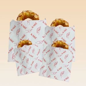 Sacs en papier ciré écologiques personnalisés pour snacks, pâtisseries, pains, friandises, pop-corn, avec logo imprimé sur mesure - Product Image 1