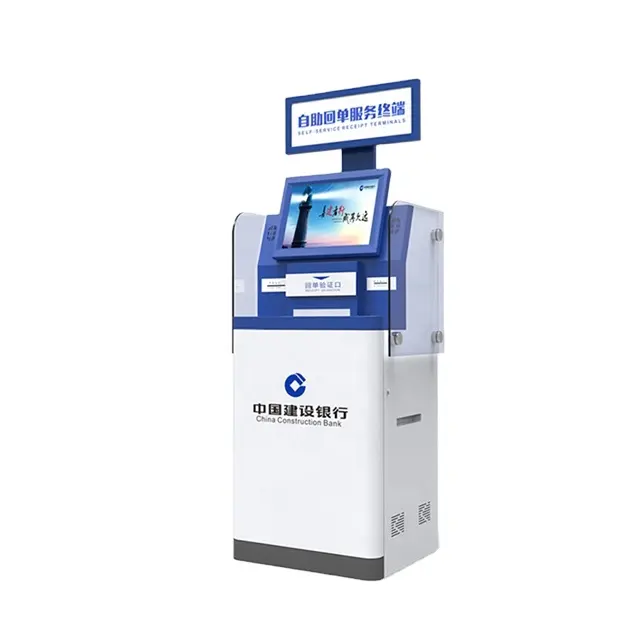 17 pulgadas bienes raíces autoservicio check in terminal máquina lector de tarjetas QR escáner de código de barras impresora térmica