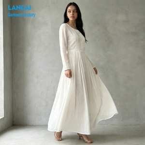 Custom Linen Maxi <strong>Dress</strong> Cut and Sew Women <strong>Long</strong> Sleeve <strong>Boho</strong> <strong>Dress</strong> Manufacturer With OEM ODM Service Provided - Product Image 2