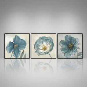 <span class=keywords><strong>Peinture</strong></span> à l'huile abstraite moderne peinte à la main, <span class=keywords><strong>fleurs</strong></span> bleues avec feuille d'or, texture épaisse, art mural sur toile pour salon, hôtel, décoration - Product Image 5