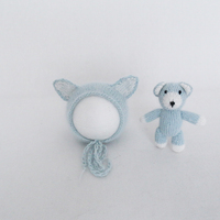 Gris bébé garçon tenue nouveau-né photographie accessoires tricoté Mini renard ours Lion posant Animal jouet bébé Photoshoot lapin lapin cochon