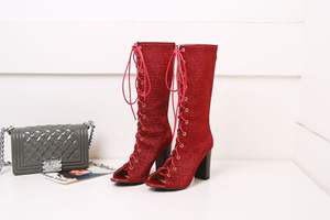 Chaussons à talons hauts Peep Toe <span class=keywords><strong>Jazz</strong></span> Dance Sneakers Fermeture à lacets Respirant Léger Hauteur Augmentant Caractéristique pour tout l'été - Product Image 6