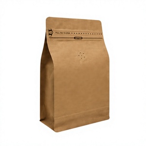 <b>Brown</b> Paper Food Storage <b>Bag</b> With Zipper And One-Way Valve For Coffee <b>Beans</b> Or Snacks - Product Image 1