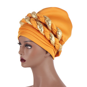 Elegante Turbante Africano Auto Gele para <span class=keywords><strong>Mujer</strong></span>, Pañuelo Nigeriano Aso Oko para Bodas, Trenzas, Estilo Casual, Poliéster - Product Image 2