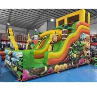 Toboggan aquatique gonflable tropical avec piscine, toboggan aquatique gonflable commercial pour enfants à louer