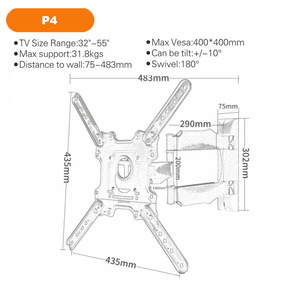 <span class=keywords><strong>Support</strong></span> <span class=keywords><strong>mural</strong></span> <span class=keywords><strong>TV</strong></span> à mouvement complet <span class=keywords><strong>pour</strong></span> écrans plats incurvés de 32 à 55 pouces <span class=keywords><strong>Support</strong></span> de <span class=keywords><strong>support</strong></span> <span class=keywords><strong>TV</strong></span> pivotant <span class=keywords><strong>Support</strong></span> d'extension de bras inclinable Supports <span class=keywords><strong>TV</strong></span> - Product Image 2