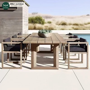 Juego de Sillas de Comedor de Teca <span class=keywords><strong>para</strong></span> Exteriores, Mesa de Madera Moderna, Sillón con Malla <span class=keywords><strong>para</strong></span> <span class=keywords><strong>Terraza</strong></span>, Jardín, Patio y Sala de Estar - Product Image 1