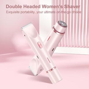 Rasoir électrique pour femmes, épilateur, tondeuse à <span class=keywords><strong>double</strong></span> tête, rasoir rotatif indolore, rasage domestique, batterie rechargeable - Product Image 4