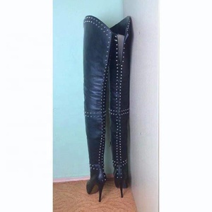 Bottes hautes <span class=keywords><strong>pour</strong></span> <span class=keywords><strong>femme</strong></span> avec fermeture éclair sur le côté, cuissardes hautes, à bout rond, antidérapantes, de grande taille 47, nouveau Style - Product Image 6