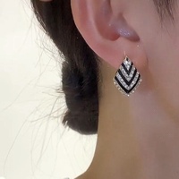 Pendientes Colgantes Geométricos de Resina de Alta Gama con Diseño a Rayas, Estilo Japonés y Coreano, Material de Aleación, a la Moda
